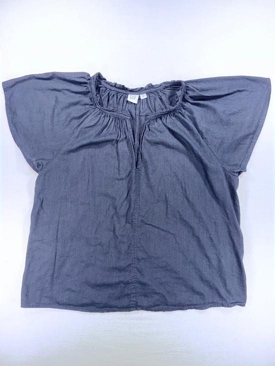 GAP Tops - GAP Factory True Black Splitneck Flutter Sleeve Peasant Top Blouse Medium EUC